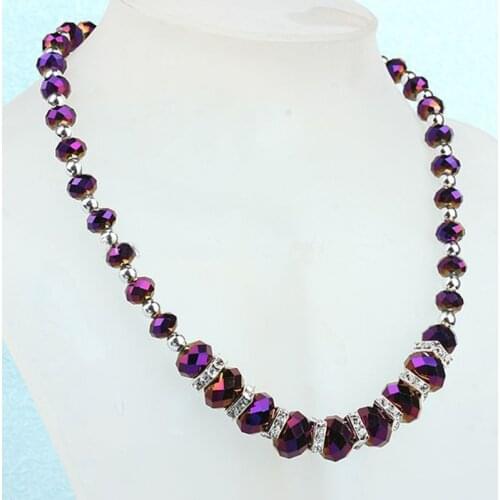 Fashion Purple Crystal Glass Faceted Short Women Necklace Loose Beads With Magnetic Clasp one piece Handmade