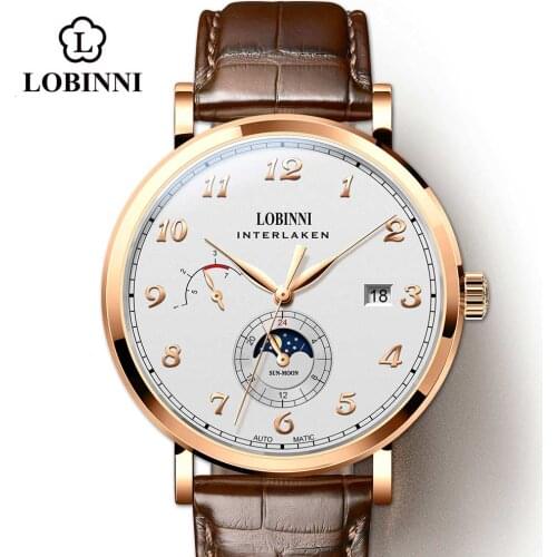 LOBINNI Top Seagull Mens Watch Stainless Steel Switzerland Luxury Brand Male Wrist Watch Business часы мужские механически