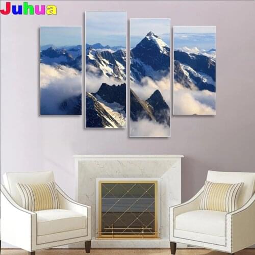 4 pcs set Foggy Mountain landscape 5d diy diamond painting full square drill mosaic diamond stitch embroidery gift home decor
