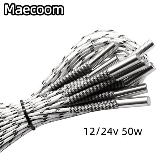 Maecoom Heating tube 6*20mm 12V 24V 50W Ceramic Cartridge Heater 1M 2M Reprap&Mendel For V6 J-head Extruder 3D printer part