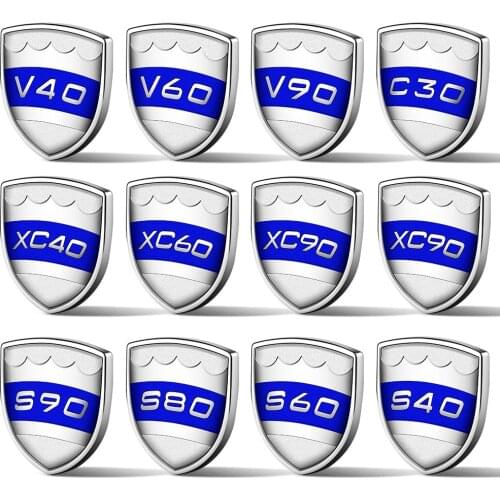 1-2 pcs For VOLVO S40 S60 S80 S90 V40 V60 V90 XC40 XC60 XC9 C30 Shield Logo Sticker Side Fender Body Emblem Nameplate Car Tuning