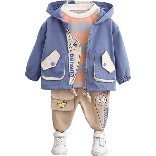 New Autumn Baby Girl Clothes Children Boys Sports Hooded Jacket T Shirt Pants 3Pcs/sets Toddler Fashion Costume Kids Tracksuits