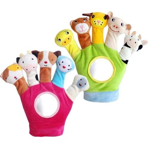 Children Hand Puppet Gloves Toy Kids Plush Hand Puppet Cartoon Cute Animal Finger Doll Toys Hand Doll Storytelling Education Toy