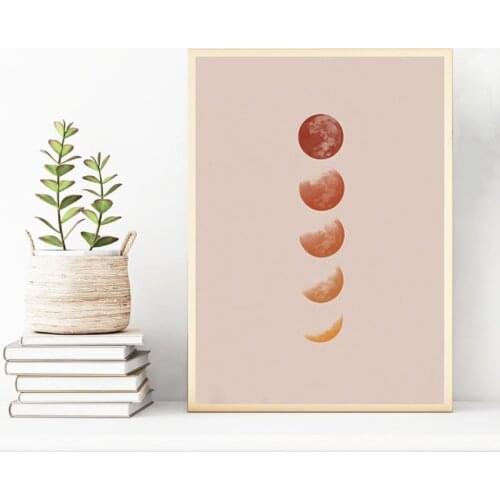 Moon Phase Poster Modern Gallery Wall Art Canvas Print Boho Decor Lunar Phase Earth Tones Terracotta Moon Painting Bedroom Decor