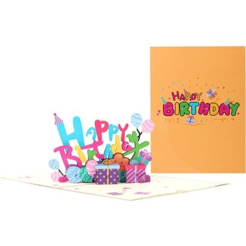 Happy Greeting Cards for Birthday Invitations Gift Cards Add Any Own Message 3D Card Party Decoration Folding Type