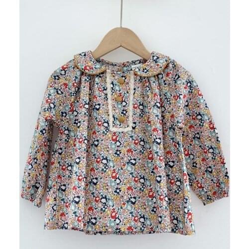 Spring Autumn Kids Baby Girls Doll Collar Printing Shirt For Girls Shirt Kids Baby Girl Shirt Girls Childrens Clothes Shirt