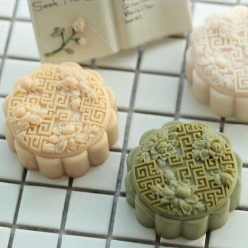 Silicone Soap Molds Diy Chinese Style Mould Lotus round Handmade Soap making Mooncake Mould Silicone soaps Mould przy
