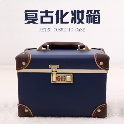 Make up bag Portable large capacity storage cosmetic box Suitcase makeup case Retro Travel makeup bag waterproof cosmetic bag
