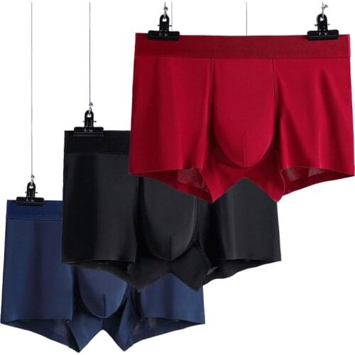 Luxury mercerized Very thin mens underwear nylon ice silk boxers double bagged high-interest high-stretch Seamless boxers man