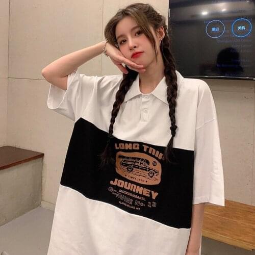 Vintage kawaii polo shirt oversize Couple Clothes Fairy Grunge Harajuku Kpop t-Shirts Korean Fashion Emo Grunge Womans Top Y2k