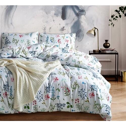 WUJIE Simple Flower Pattern 3D Bedding Set Soft Duvet Cover Set with Pillowcase Polyester Fiber Quiltcover Comforter Sets