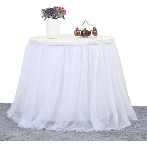 HobbyLane Tulle Table Skirt 3-layer Table Chiffon Lining Wedding Decoration For Birthday Baby Shower Party Table Skirting