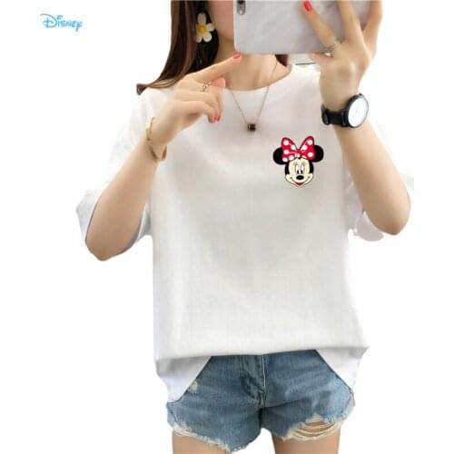 Disney Anime Minnie Mouse Cotton T Shirt Women Summer 2021 New Short Sleeve S-3XL Oversized Tee Shirt Femme Camisetas De Mujer