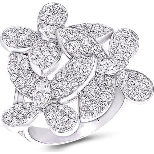 2021 new fashion rose gold silver color Flowers fashion ring for girl party gift jewelry wholesale moonso R6051