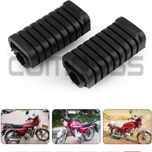 1 Pair Motorcycle Left & Right Rubber Footrest Pedal Foot Peg Footpeg Cover For Honda WY125 - Black