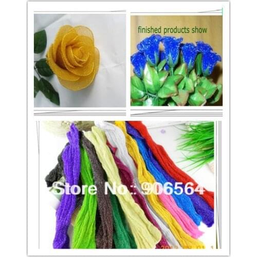 16coloravaliable glitter mesh flowers,nylon stocking material for DIY flower,20pcs/lot free shipping