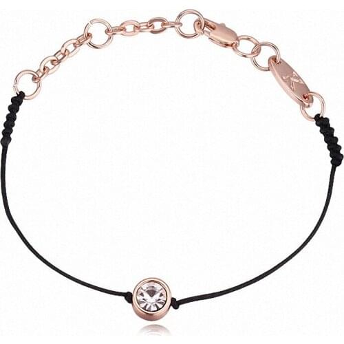 2 Colors Real Austrian Crystals jewelry thin Black thread string rope Charm Bangles for women Fashion New style