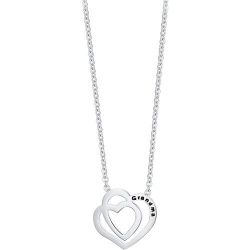 2021 Refreshing And Trendy Stainless Steel Double Heart-shaped Laser With Grandma Simple Necklace Suitable For Womens Wearing