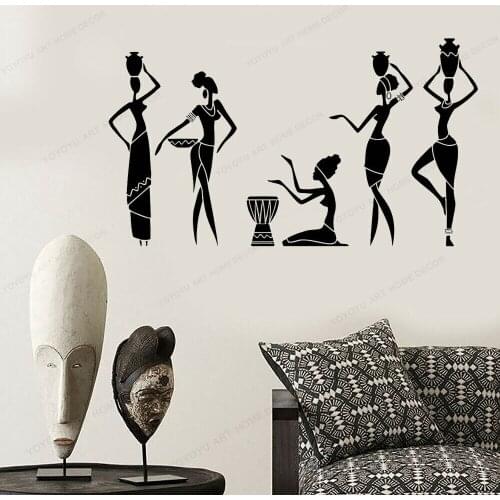 African Women Ethnic style Wall Sticker Art Home Decor viny removable Wall Decal For Living Room Wall Poster Vinilo Mural WU243