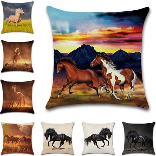 Horse Print Animal style beige decoration for home house Party cushion cover Pillow case Chair sofa for kids friend gift present