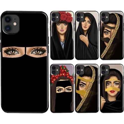 Woman In Hijab Face Muslim Islamic Gril Eyes Case For iPhone 11 Pro Max 12 mini 6S 7 8 Plus X XR XS Max SE 2020 Soft TPU Coque