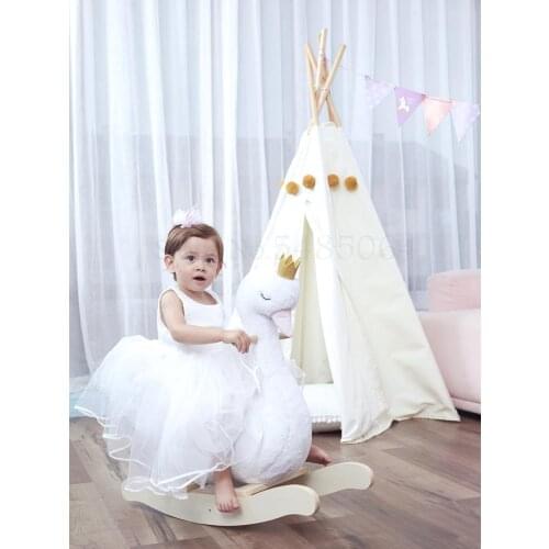 Children Rocking Horse White Swan Trojan Baby Toy Gift Baby Rocking Chair