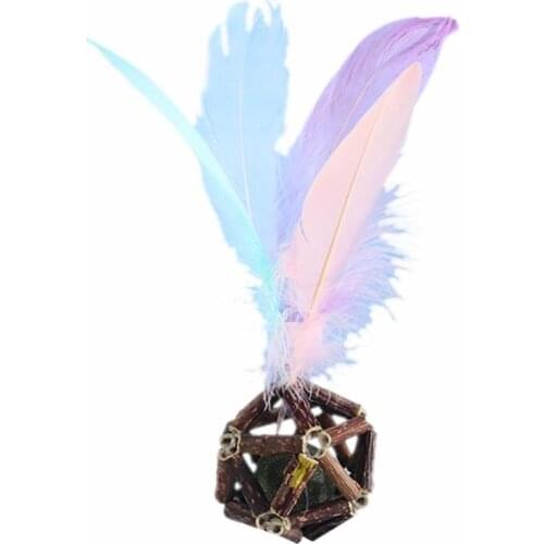 Dorakitten 1pc Cat Toy Wooden Stick Faux Feather Bite Proof Kitten Chewing Toy Pet Catnip Toy Pet Accessories Pet Supplies