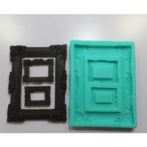 F1022 Silicone fondant mold Photo Frame Silicone Mold food grade Fondant Cake Decoration Mold Sugar Craft Tools Random Color