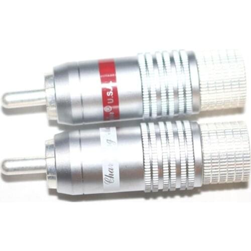 Hifi CMC-8236-WU Silver Plated RCA Plug Hi-end Rhodium-plated Carbon Fiber RCA Connector for Diy RCA Cable