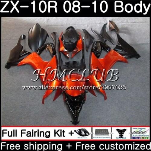 Bodywork For KAWASAKI NINJA ZX10R ZX1000C 2008 2009 2010 63HC.8 ZX 10R ZX 10 R ZX1000 ZX-10R glossy orange 08 09 10 Fairing kit