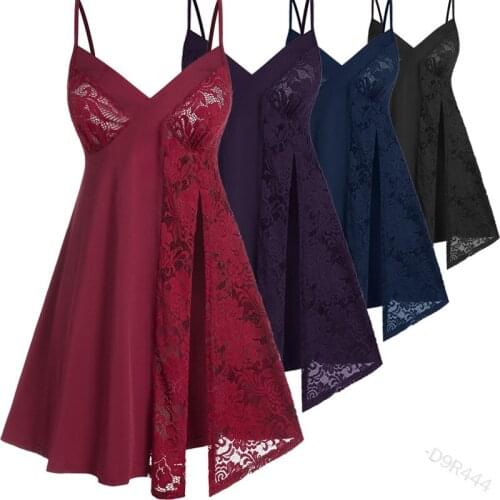 Lace Sexy Lingerie v Neck Dress Female See Through Pajamas Nightdress Plus Size Suspender Cute Girly Sling Skirt