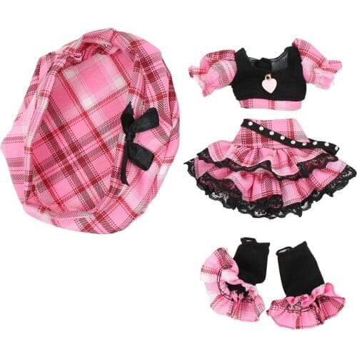ICY DBS Blyth doll clothes pink dress Berets Plaid skirt anime suit cool outfits cosplay girl