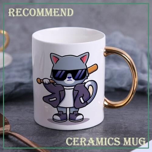 Personality Baseball kitten Mug 400ml teacup coffee ceramic mugs office cup office Drinkware couple cup gift KTDW-008