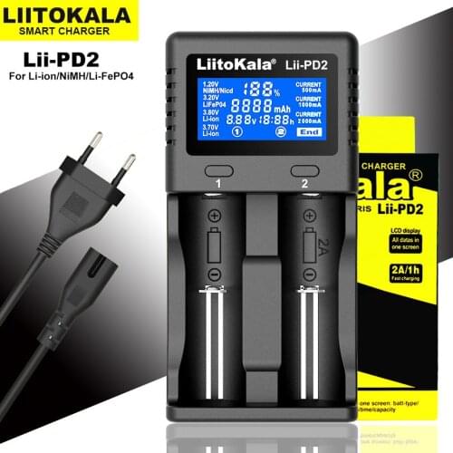 Liitokala Lii-PD2 Lii-PD4 LCD 3.2V 3.7V 3.8V 1.2V 25500 18650 18350 26650 20700 14500 NiMH Lithium LiFePO4 Battery Charger