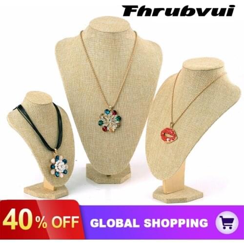 Linen Portrait Jewelry Display Necklace Display Rack Stand Holder Jewelry Mannequin Bust Pendant Necklace Window Display