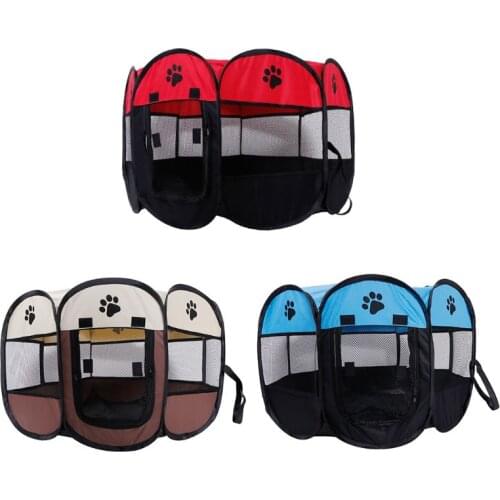 Pet Playpen Tent Breathable Indoor Outdoor Folding Kennel Portable Fence Oxford Fabric Waterproof For Dog Cat Puppy Kitten