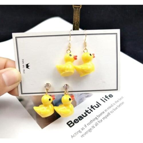 Cute Cartoon Yellow Duck Earrings for Women Girls Original Cute Duck Animal Dangle Earrings Novelty Handmade Jewelry