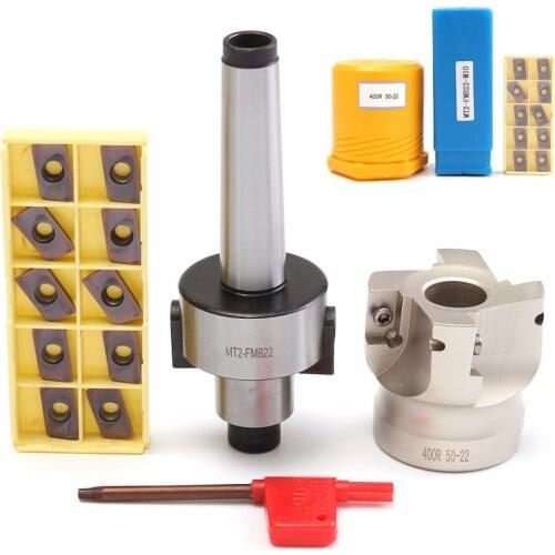 MT2 M10 50mm Face End Mill Cutter with 10pcs APMT1604 Carbide Inserts Turning Tool