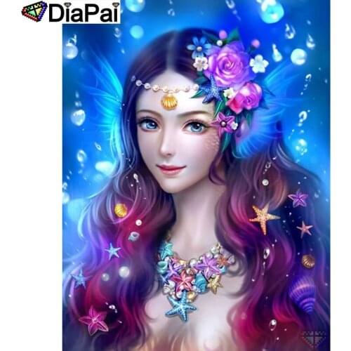 DIAPAI Diy 5d Diamond Painting "Cartoon mermaid" Cross Stitch Square Round Diamond Embroidery Handwork Rhinestone Art A26223