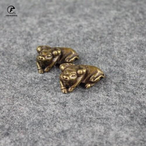 Wall Street Brass Bull Mini Animals Statue Handmade Home Decor Ornaments Crafts Copper Miniatures Figurines Desk Decoration Gift