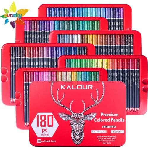 Rich soft cores 180 color oily colored pencil metallic tin box colored lead artist quality colored pencils graffiti pencil set