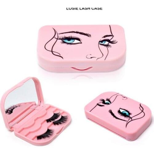 Wholesale 60pcs/lot Travel Size Lash Case Eyelash Storage Box Organizer Storage Pink Hold 3 Pairs Strong ABS Plastic 110*74*20mm