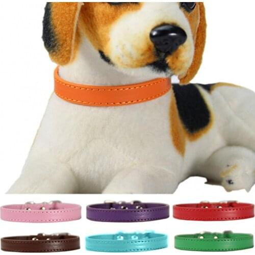 Colors PU Small Dogs Collars Adjustable Faux Leather Solid Color Puppy Collar Comfortable Durable Pets Supplies Accessories
