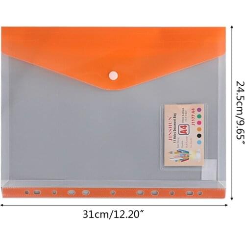 K92C 12 Pack Binder Pockets Letter Size 11 Holes 12.20'' x 9.65'' Button Lock Binder Folders Waterproof Document Filing Pouch