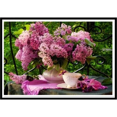 Pintura de diamantes 5D y bordado de flores de paisaje y punto de cruz mosaico para decoración del hogar. Patrón artesanal reg