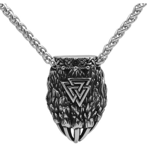 Viking Gift for men bear paw valknut stainless steel Nordic viking Pendant jewelry