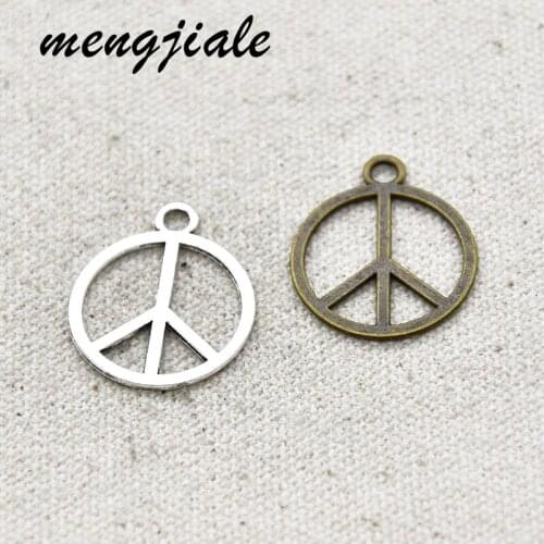 30pcs Classic Two color Peace symbols charms alloy metal Pendants for Jewelry accessories making 25*21mm