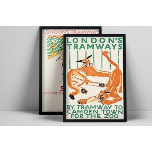 London City Tramcar Zoo Poster Vintage Prints Colorful Canvas Painting Retro Wall Pictures for Living Room Home Decor No Frame