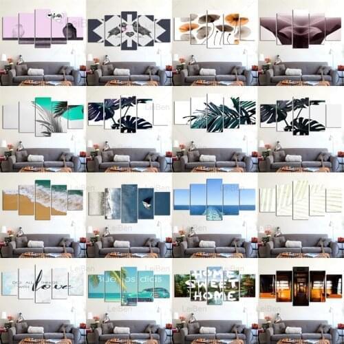 Scandinavian Tropical Leaves Poster Natural Scenery Seascape Holiday Vacation Canvas Painting Wall Art Pictures for Home Decor