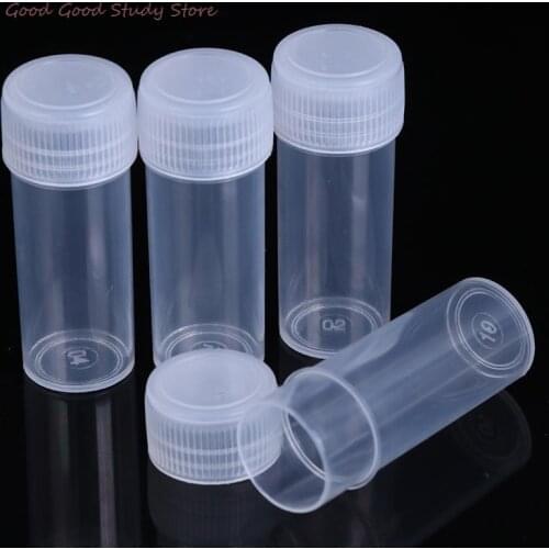 10Pcs 5ml Plastic Test Tubes Vials Sample Container Powder Craft Screw Cap Bottles for Office School Chemistry Supplies